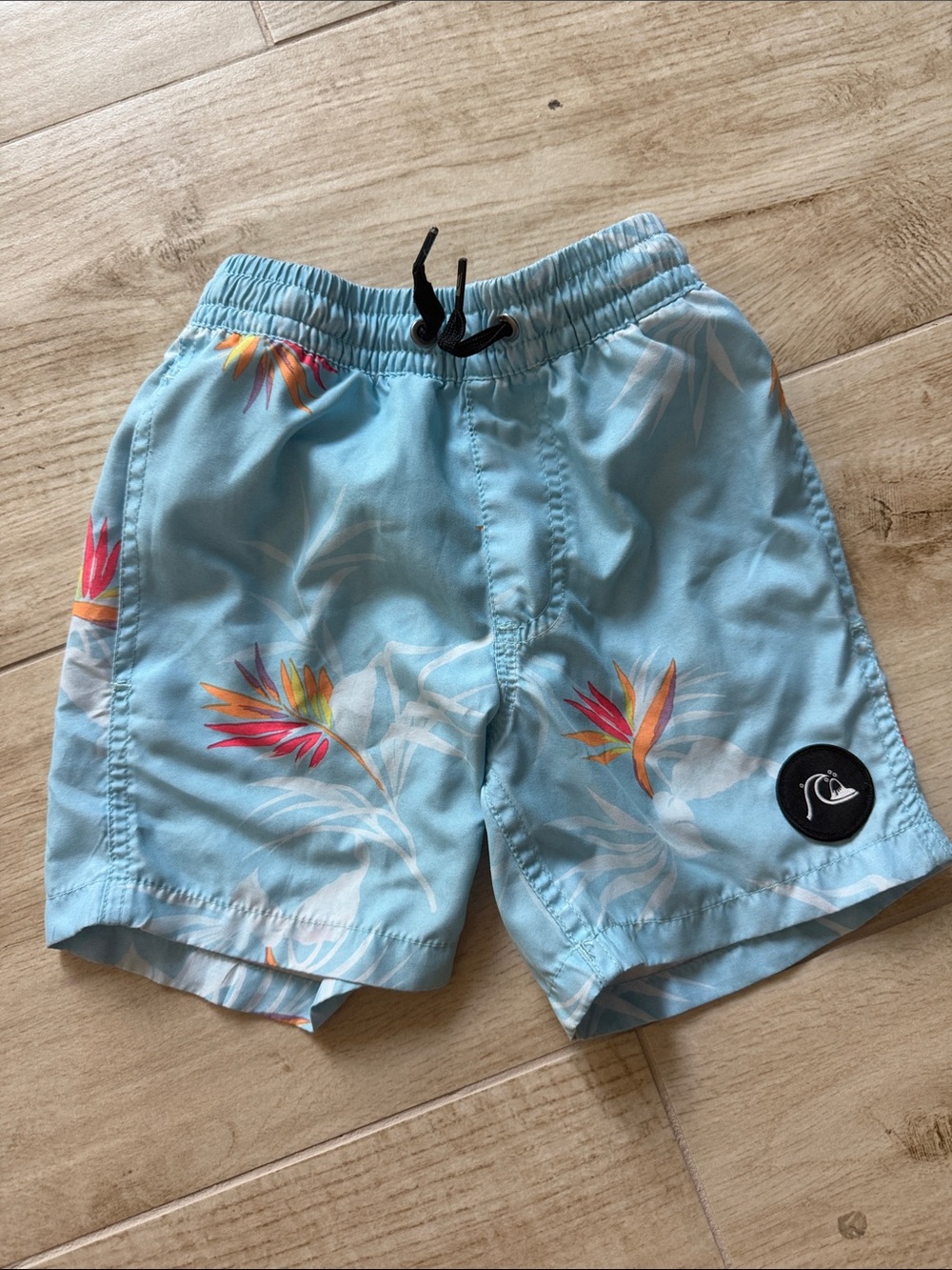 Quiksilver Light Blue Floral Kids Swim Trunks